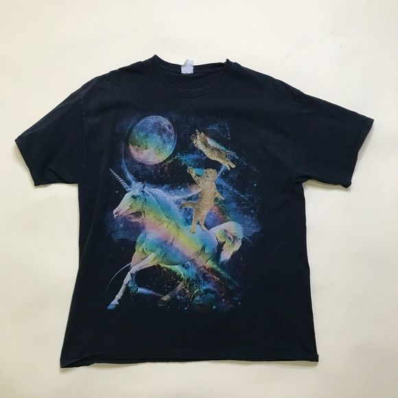 Vintage unicorn cat graphic tee sz M - Picture 4 of 5